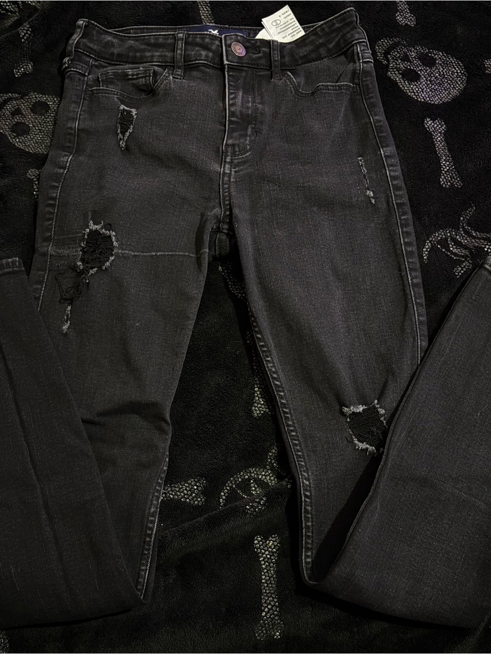 juniors Black Distressed Slim Jeans